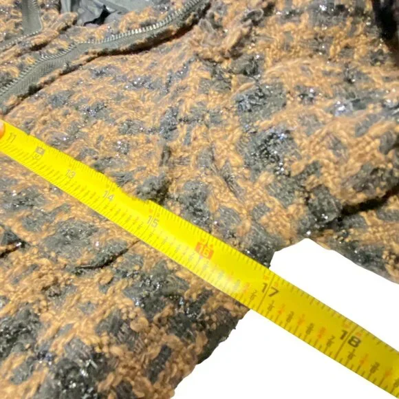 Ruby Rose Brown & Black Tweed Cropped Jacket With Zipper & Raw Edge Detail - Picture 12 of 12